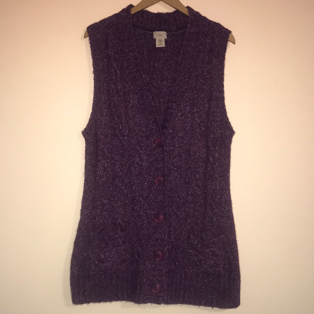L. L. Bean Purple Cable Knit Long Sweater
